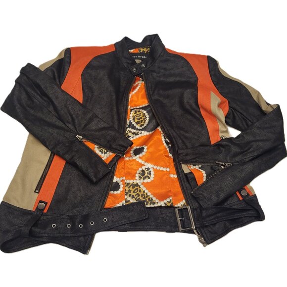 Bianca Nygard Biker Style Color Block Jacket Size 8 Black - Picture 13 of 14